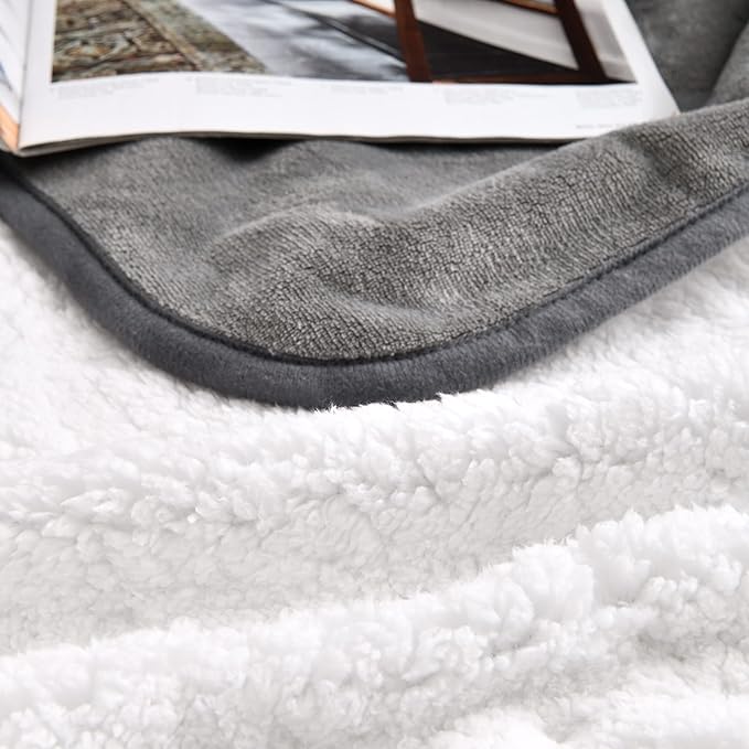 Yaning Waterproof Blanket for Bed Couch Sofa, Soft Liquid Pee Proof Pet Blanket for Dog Puppy Cat, Reversible Sherpa Fleece Furniture Protector (Grey, 60x80 inches)