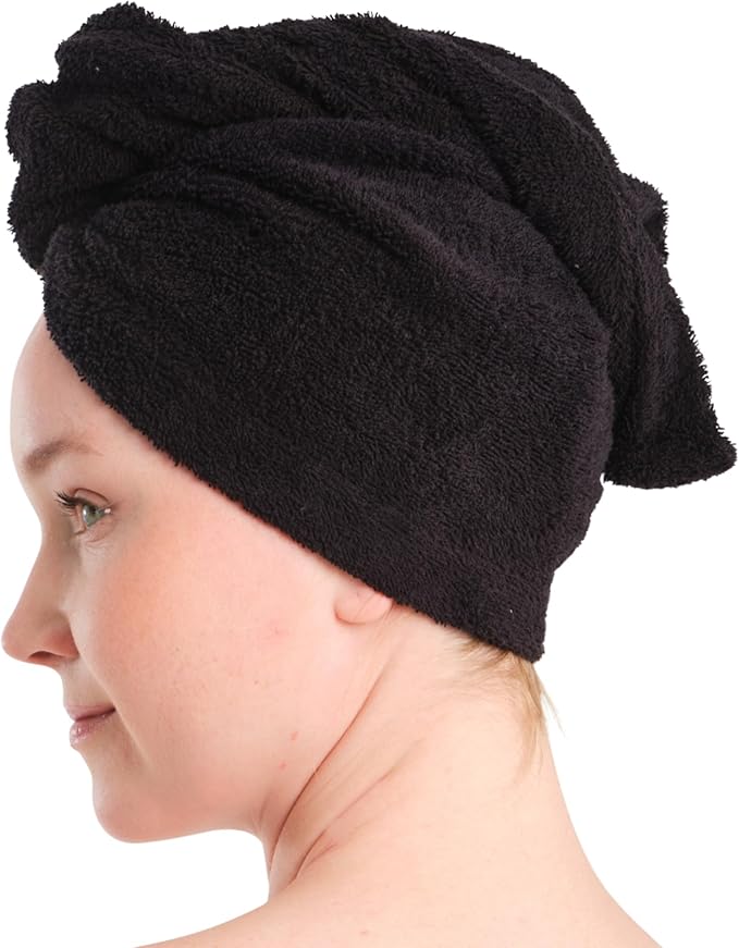 Seritaine Hair Towel Wrap for Women 2 Pack – 100% Turkish Cotton Turban for Wet Hair Quick Dry – Soft & Gentle Head Towel Cap– Soft and Absorbent Cotton - 10x26 inch
