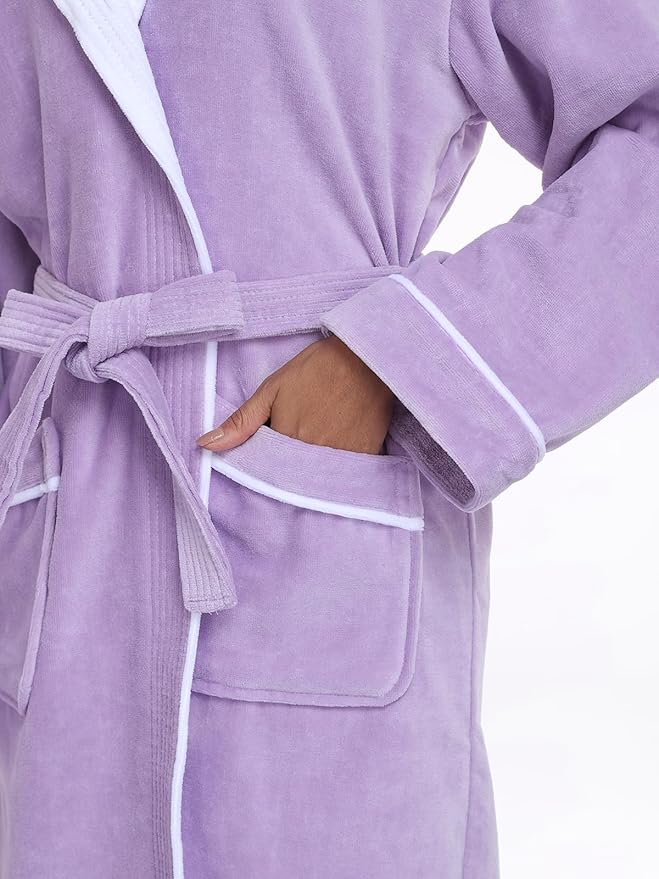 YEAUPE PRO Bathrobe for Women, 100% Cotton Spa Robe, OEKO-TEX, Terry Velour, Knee Length (Runs Small, Size Up)