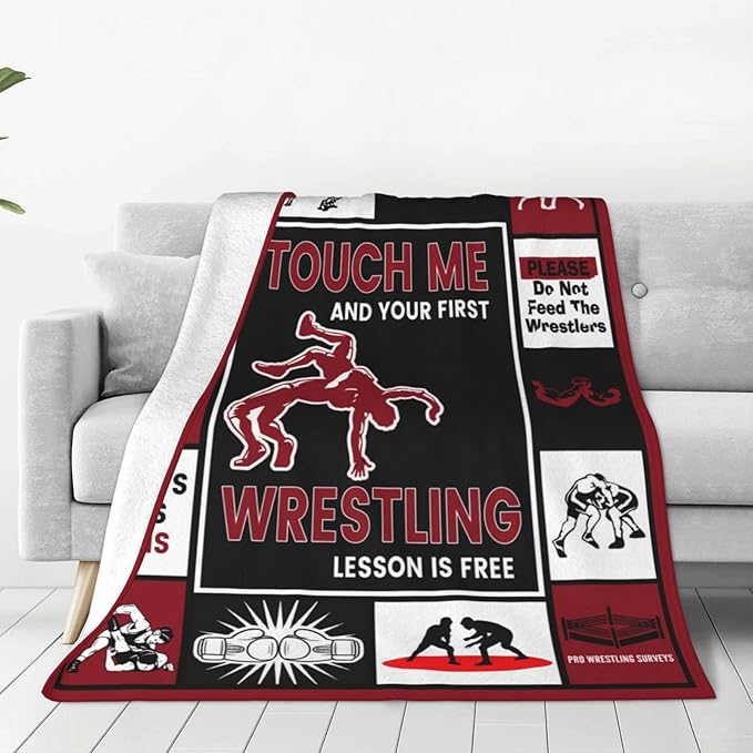 wsradto Wrestling Blanket Wrestling Enthusiasts Throw Blanket Inspirational Bedding Lovers Gifts Cozy Fleece Flannel Lightweight Stuff Plush for Men Boys Adults for Couch Sofa Bed Home Decor 60"X80"