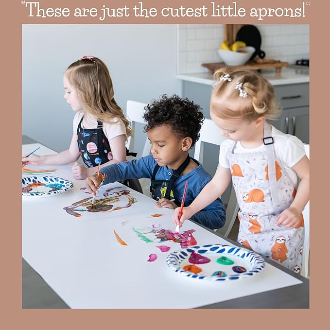 Kids Aprons for Girls and Boys, Toddler Apron with Pocket for Painting, Cooking, Baking, Gardening and Crafts