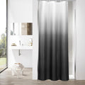MitoVilla Black White Waffle Small Stall Shower Curtain 36 x 72, Half Size Fabric Narrow Shower Curtains for Bathroom Decor, 36 inch Weighted Shower Curtain Set with Plastic Hooks, Black Ombre