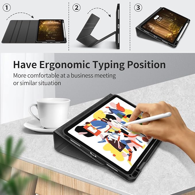 H HOLIMET Case for iPad Air 11 inch 2025 M3, iPad Air 4th/5th/6th Generation 10.9 Inch with Pencil Holder Pocket Typing Angle Auto Sleep/Wake Muti-Stand Vegan Leather