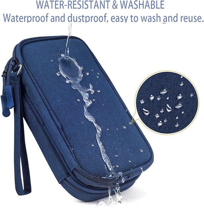 CAAORDKSO Electronic Organizer, Travel Cable Organizer Bag Pouch Electronic Accessories Carry Case Waterproof Electronic Bag for Cable, Cord, Charger, Phone, Power Bank, Earphone (Navy Blue, Medium)