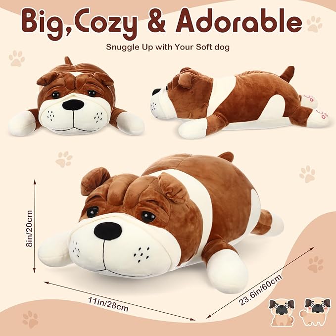 Vertintong 23.6" Huggable Dog Plush, Cute Stuffed Animal, Soft Adorable Cuddle Companion for Kids, Easter Birthday Plush Pillow Gift for Boys and Girls