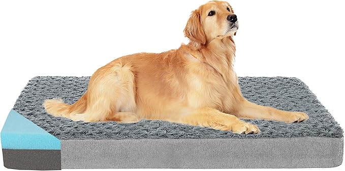 GOHOO PET Orthopedic Memory Foam Dog Bed, Cooling Dog Beds for Extra Large Dogs -Waterproof Pet Bed for Crate with Removable Washable Cover, Ideal for Arthritic Dogs, XL(41inch,90Lbs)