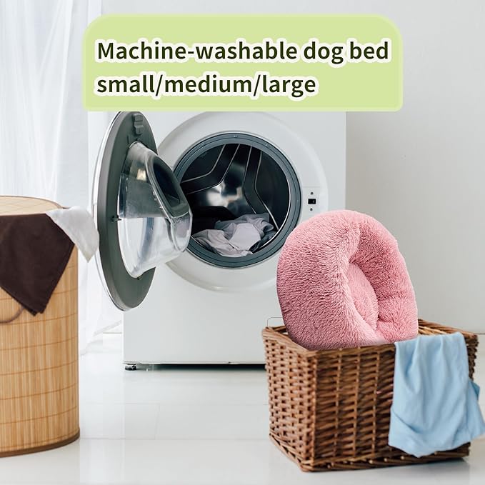 Comfort Donut Dog Bed for Small Dogs, Cat Bed & Pet Bed for Indoor Use, Medium Size with Soft Plush, Round Dog Beds for Large Dogs and Cats(Rubber Red,36''Lx36''Wx8''Th)