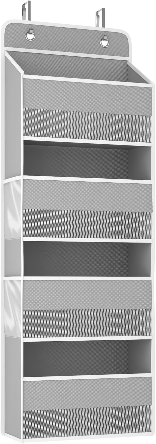 Kaitiemoo 1 Pack 4-Tier Over the Door Organizer, Heavy-Duty Large Deep Pocket Hanging With 4 Large Front & 4 Side Pockets With for Pantry, Kitchen, Bathroom, Dorm, Grey