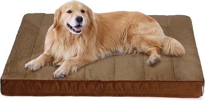ZAKAPAWS Dog Bed for X Large Dog - Orthopedic Pet Beds with Memory Foam, Waterproof Removable Washable Cover with Non-Slip Bottom, Khaki, 41" L x 27" W x 3" H