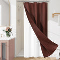 Craidlela 3 in 1 Stall Half Size Brown Shower Curtain Set-36 W x 72 H, Modern Waffle Waterproof Fabric and PEVA Liner Set with Stainless Steel Hooks