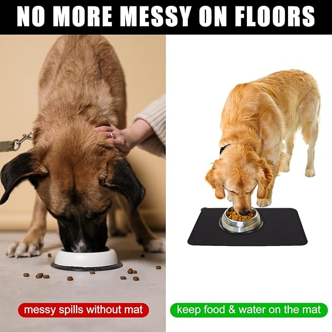 EPESTOEC Premium Silicone Dog Food Mat,Dog Bowl mat, Pet Food pad- Anti-Slip Pet Food Mat for Dogs and Cats - Waterproof and Easy to Clean Gray-19 * 12IN