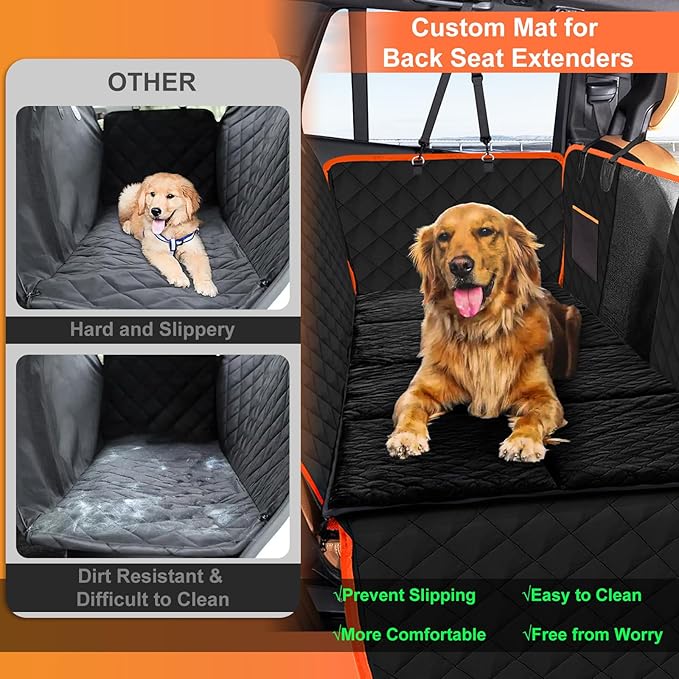 XUYEDOGLSH Car Backseat Dog Mat, Comfortable Non-Slip Cushion Suitable for Travel Dog Bed and Pet Home Sofa Blanket, Custom Mat for Car Backseat Extender and Seat Cover (Black 51.2 x 23.6in)