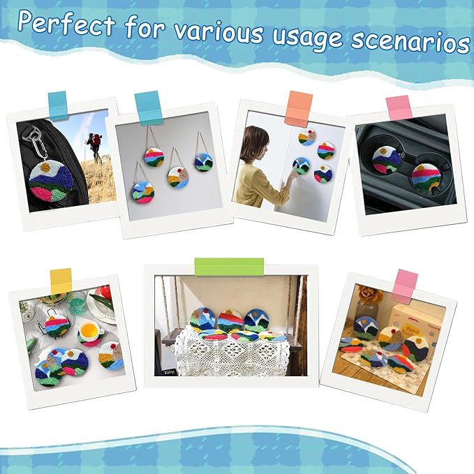 Rivnsong Punch Needle Kit for Beginners – Make 6 Nature-Inspired Coasters with Hoop, Premium Monk’s Cloth & 10+ Yarn Colors | Includes Video Tutorial | Relaxing DIY Gift for Adults & Kids 8+
