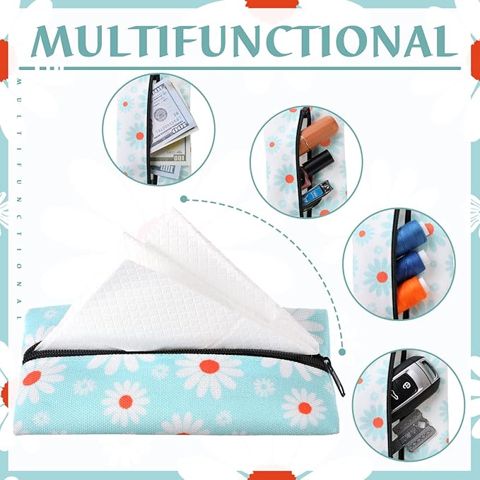 8 Pieces Purse Tissue Holder Reusable Travel Tissue Pouch Fabric Zipper Purse for Bag Car Office Home(Fresh)
