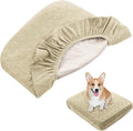 Nanbowang Waterproof Dog Bed, Washable Pet Pillow Cover, Quilted, Lovely Puppy Bed for Dog/Cat (32x44x6, Beige)