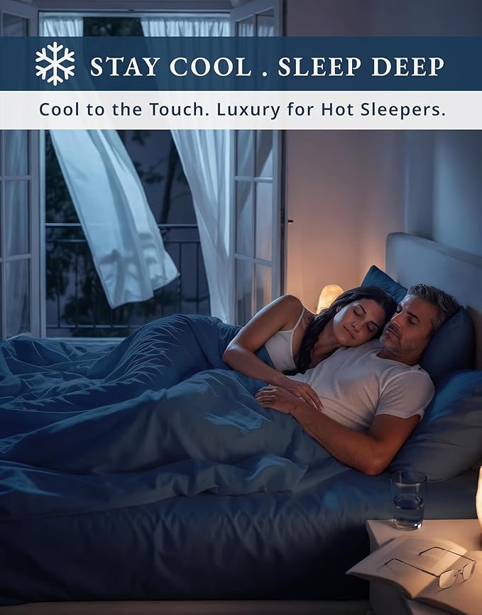 100% Egyptian Cotton Queen Bed Sheets Set - 1000 Thread Count Autthentic Long Staple Cotton Bed Sheets, Breathable Winter Comfort, Ultra-Soft Hotel Luxury Comfort with 15" Deep Pocket - Estate Blue