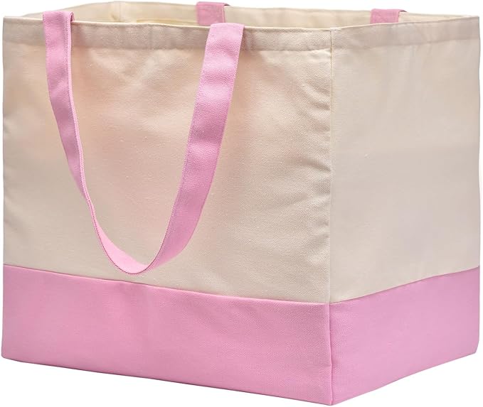 CNaiyunpin Canvas Reusable Grocery Bags Heavy Duty, 8.3 gal Foldable Large Tote Bag with Handles, Holds 60 lbs Canvas Shopping Bags, 1 Pack