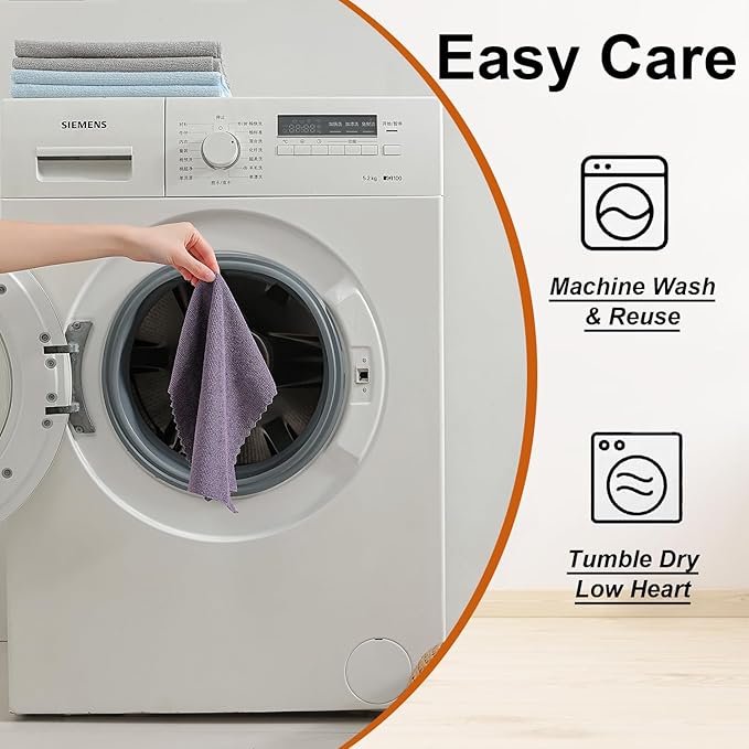 Tigona 80 Pack Microfiber Cleaning Cloth Roll,Lint Free Rags & Tear Away Reusable Towels Washable Scratch,Ultra Absorbent Dish Rags(12" x 12") for Car Kitchen Home Garage-Dark Purple