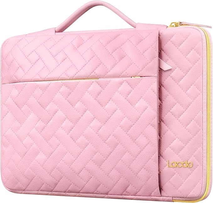 Lacdo 360° Protective 15-15.6 Inch Laptop Sleeve Case for Acer HP Dell ASUS Laptop, Acer Aspire 15, HP Pavilion/Envy 15, Dell Inspiron 15, ThinkPad/IdeaPad 15, ASUS Zenbook Computer Bag, Sakura Pink
