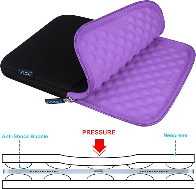 Lacdo Tablet Sleeve Case for 11 inch iPad A16 / 11 inchs iPad Pro M5 M4 / 11" iPad Air M3 M2 / 10.9" iPad / 10.2" iPad / 10.9" ipad Air / 11 Inch Samsung Galaxy Tab A9+ Bag, Fit Magic Keyboard, Purple
