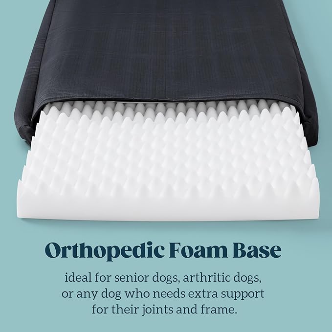 PELZIN Cybarmour Chew Proof Dog Bed - Orthopedic Indestructible Dog Crate Pad - Outdoor Waterproof Kennel Mat for Aggressive Chewers - Large Breeds & Fits 42-Inch Crate - 41"x27", Black