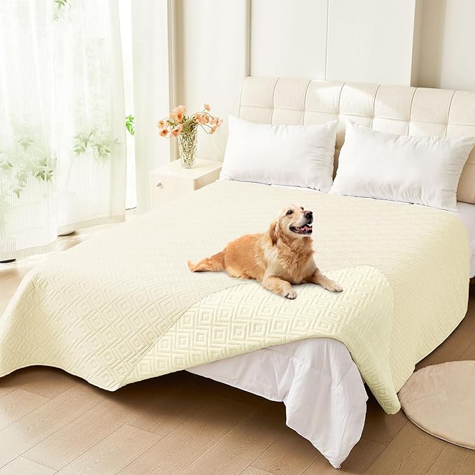 hyha Waterproof Dog Blanket, Soft Dog Bed Cover Pet Blankets, Waterproof Sofa Couch Cover for Dogs Washable, Reversible Pet Couch Covers for Sofa Furniture (82x102 Inch, Beige/Beige)