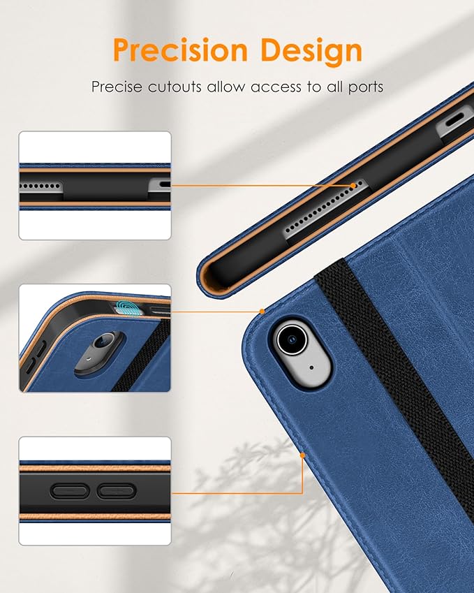 DTTO for iPad (A16) 11th Generation Case 11 Inch 2025, iPad 10th Generation Case 10.9 Inch 2022, Premium Leather Business Folio Stand Cover with Pencil Holder - Auto Wake/Sleep, Abyss Blue