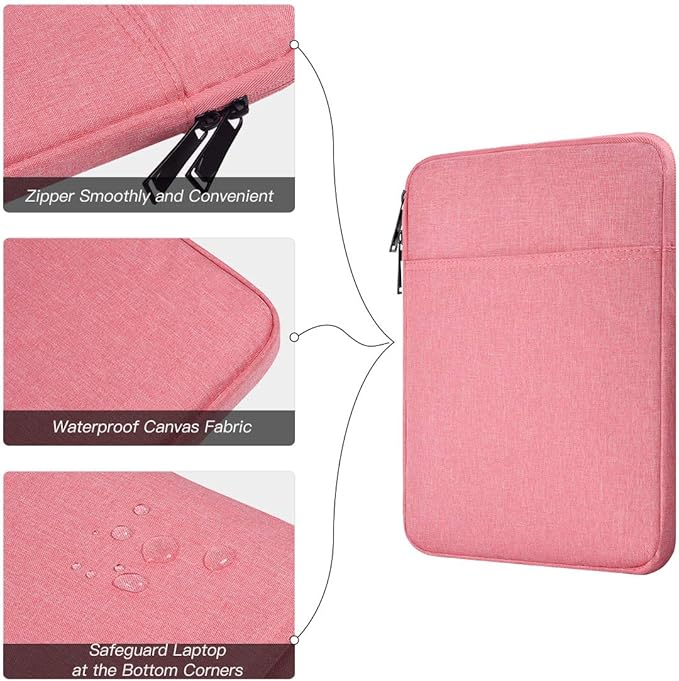 9-11 Inch Tablet Sleeve Case Bag for iPad 10.2 2021-2019, iPad 10th 10.9 2022, iPad Pro 11 M4/Air 11 M2, iPad Air 5/4 10.9, Samsung Galaxy Tab A8 10.5, Fit Apple Smart Keyboard, Pink
