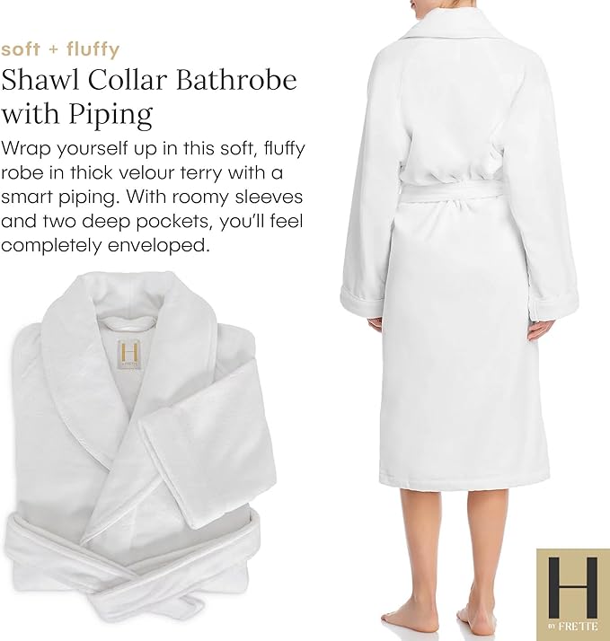 H by Frette Shawl Collar Bathrobe with Piping