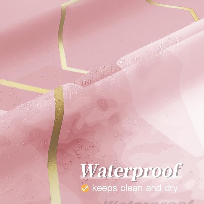 Litabel Modern Small Stall Shower Curtain for Bathroom, Pink Geometric Art Decor Waterproof Bath Curtain, Abstract Fabric Shower Curtain Sets for Home Decor, 36" W x 72" L Inch
