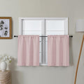 Lecloud Bessie Blush Pink Kitchen Curtains 24 Inch Length 2 Pcs, Faux Linen Textured Short Curtains for Small Windows, Light Filtering Tiers Window Treatments for Bedroom Bathroom, Each 30 W x 24 L