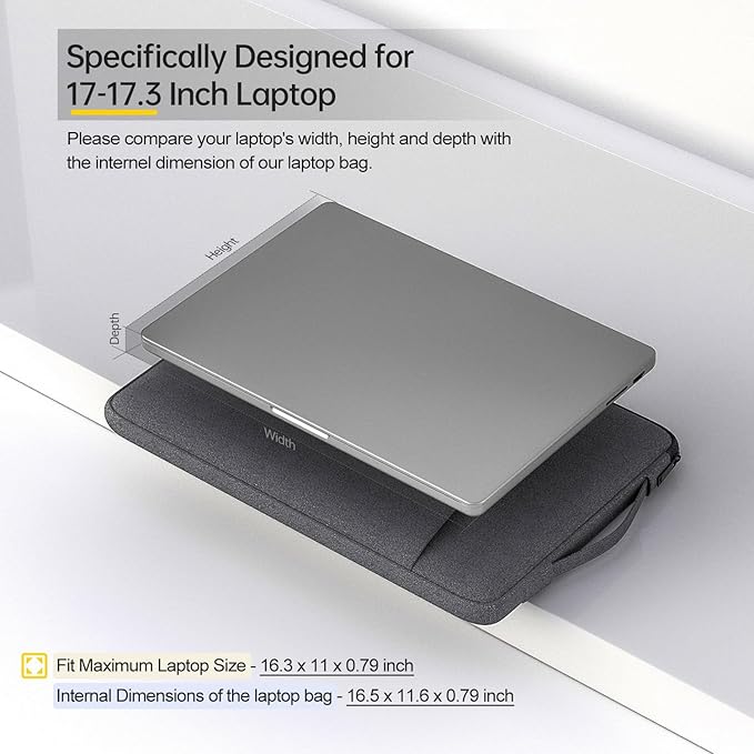 17 17.3 Inch Laptop Sleeve Case Bag for ASUS VivoBook Pro 17/ASUS TUF/ROG 17.3, HP Pavilion 17/ HP Envy, Dell Inspiron 17, Protective Waterproof Carrying Travel Case(Space Grey)