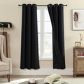 Rutterllow 100% Blackout Curtains for Bedroom 42Wx72L Inch, Energy Efficiency Full Shading Window Curtain Panels, Heat and Light Blocking Soundproof Draperies for Living Room/Cafe (1 Pair, Black)