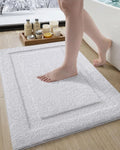 Color&Geometry Bathroom Rugs, Water Absorbent and Quick Dry Microfiber Bath Rugs-24"x36", Non-Slip, White