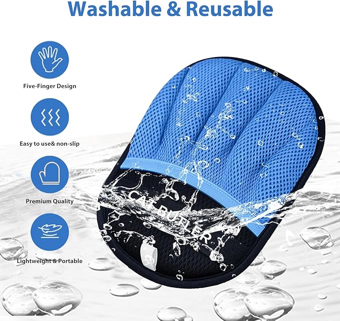 Concutelly Pet Hair Removal Glove for Dogs & Cats,Multifunctional Five-Finger Electrostatic Pet Hair Remover Gloves, Double Sided Bristle Pet Hair Removal Tool Furniture Car Fur Removal