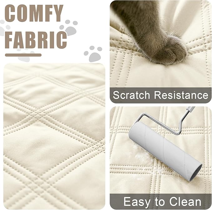 Smiry Waterproof Dog Bed Cover Blanket 40x70, Soft Reversible Pet Blanket, Washable Leakproof Cats Dogs Couch Cover for Sofa, Couch, Furniture, Lattice, Beige/Beige