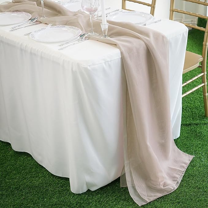 Barcelonetta | Chiffon Fabric | Decoration, Drapery Fabric | Wedding, Gender Reveal, Baby Shower, Birthday | for Arbor, Arch, Canopy, Table and Chair Decoration (Sand, 5 Yards)