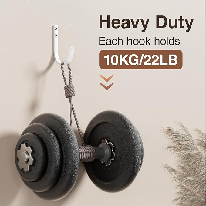 Josmimic Wall Hooks for Hanging Towel/Coat - 22LB Screw in Metal Hanger Wall Mount, for Outdoor, Closet, Door, Bathrooms, for Backpack, Robe, White 5 Pack