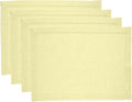 Solino Home Linen Placemats Set of 4 - Milan Hemstitch Butter Yellow Placemats 14 x 19 Inch - 100% Pure Linen Table Mats for Spring, Easter