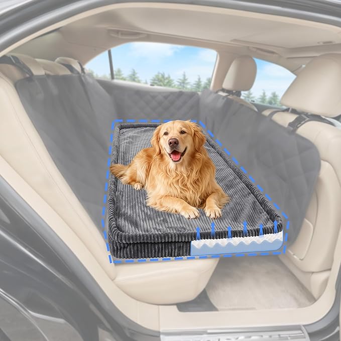 Dog Car Bed, Non-Slip Backseat Extender Pet Mat, Removable Washable Dog Bed for SUVs, Sedans & Trucks, Anti-Slip Travel Bed for Dogs, Easy Clean & Scratch-Proof & Comfort (XL（56" Lx28.7 M×2" H)