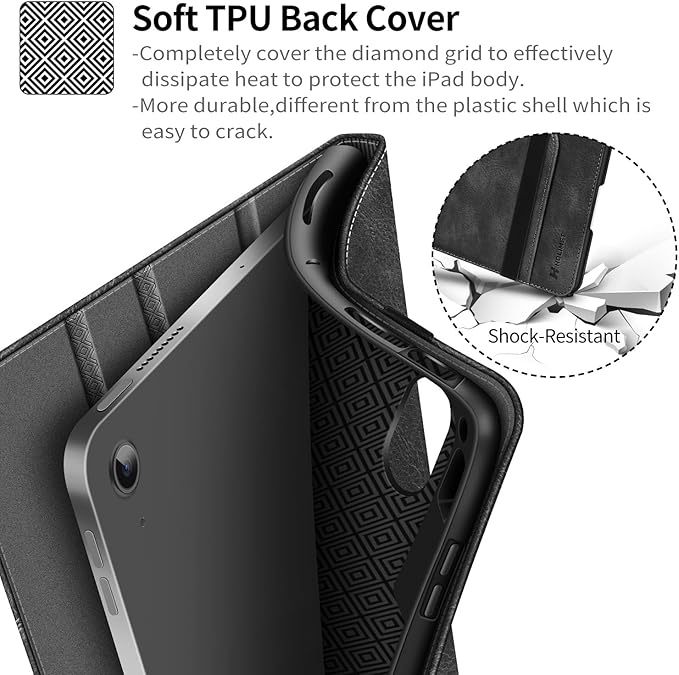H HOLIMET Case for iPad Air 11 inch 2025 M3, iPad Air 4th/5th/6th Generation 10.9 Inch with Pencil Holder Pocket Typing Angle Auto Sleep/Wake Muti-Stand Vegan Leather