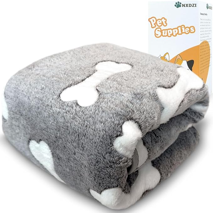 Dog Blankets for Large Dogs, 1 Pc Dog Blanket Washable, Soft Fluffy Flannel Pet Blanket Mat Cover for Bed Couch, Cute Print Puppy Blanket 60" x 50"
