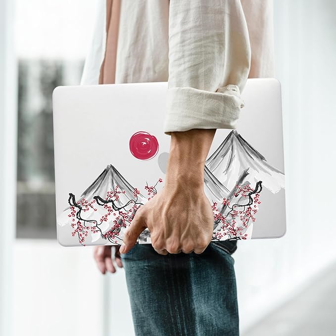 BYCeKe Compatible with MacBook Air 13.6 inch Case 2022-2025 M4 A3240 M3 A3113 M2 A2681,Sunset&Moutain for Mac Air13 M4 Pattern Plastic Hard Shell&Keyboard Cover for Air 13.6 Print,Abstract Mountain