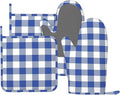 Blue and White Buffalo Plaid Oven Mitts and Pot Holders Set, 4pcs Blue and White Checkered Silicone Oven Glove for Kitchen Heat Resistant Oven Mitts and Potholders Non-Slip for Cooking