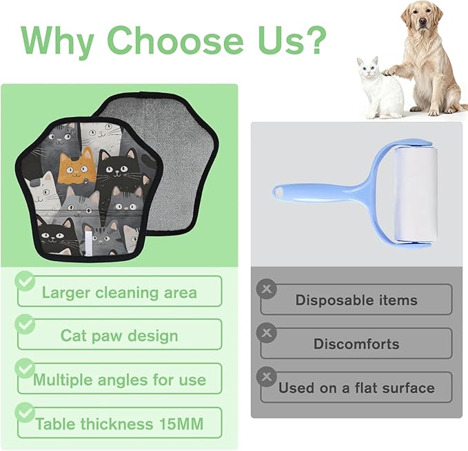 Hanxuanyifan Black Cats Pet Hair Removal Glove for Dogs & Cats,2 PCS Newly Upgraded Reusable Electrostatic Pet Hair Gloves,Dog Hair Remover Tool for Clothing,Couch,Carpet,Car Seat