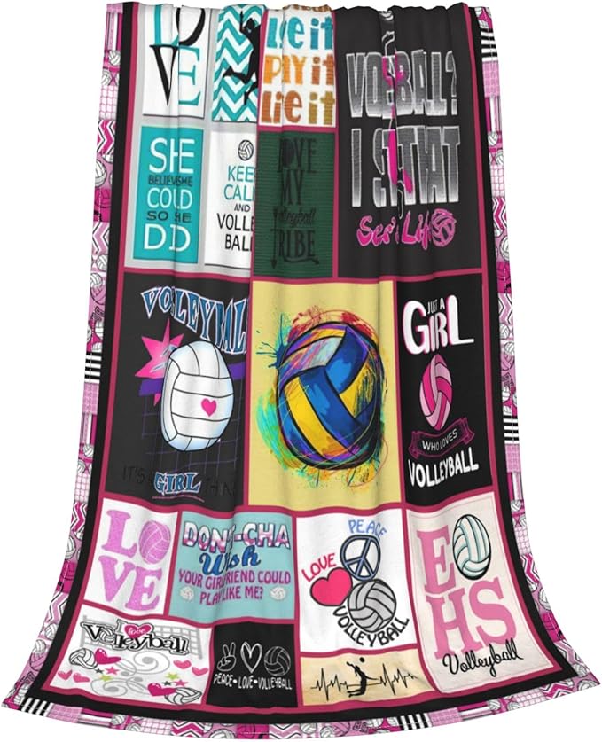 Volleyball Blanket Volleyball Throw Blanket Soft Fleece Flannel Bedding Sports Gifts for Women Girls Lovers Adults Stuff Plush for Couch Sofa Bed Room Decor 60"X80"