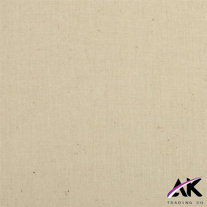 AK Trading CO. AK Trading 60"" Wide Natural Muslin, 100% Cotton Fabric, Unbleached-5 Yards (AK-MUS5YDS)