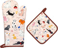 Dogs Oven Mitts and Pot Holders Sets 2Pcs, 100% Cotton Heat Resistant, Extra Long Oven Gloves Potholder for Kitchen Cooking Baking Decoration