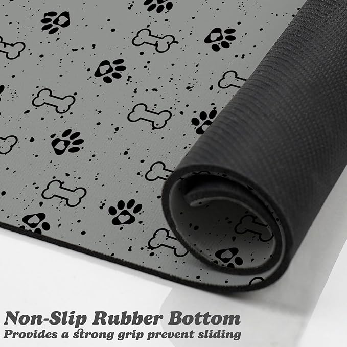 Dog Food Mats,Cat Absorbent Water Bowl Feeding Mats Pet Placemats for Food and Water Spot 12 * 20 inch