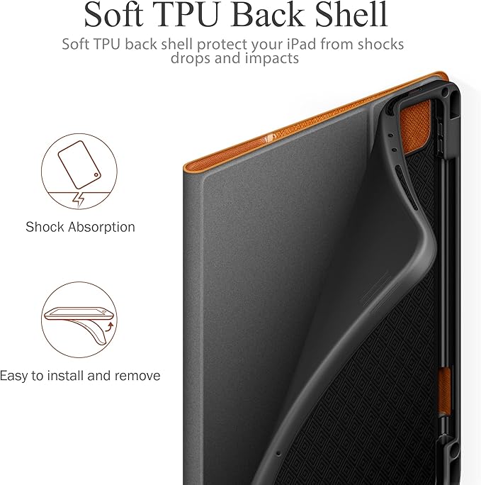 KingBlanc Case for iPad Pro 11 inch 4th/3rd/2nd/1st Generation (2022/2021/2020/2018) with Pencil Holder, PU Leather Protective Stand Folio, Auto Sleep/Wake, Multi-Angles for Viewing/Typing, Brown